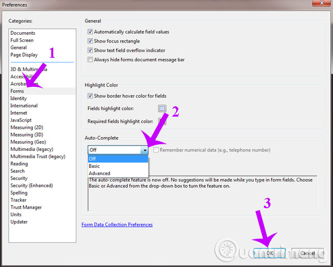 Cửa sổ Preferences