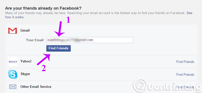 Tìm bạn thông qua Gmail