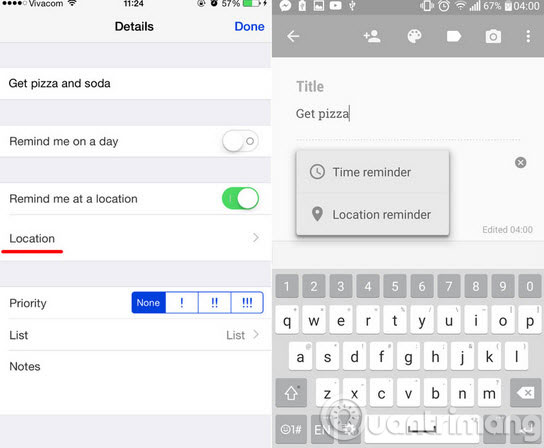 Tạo thông báo kèm theo địa điểm
