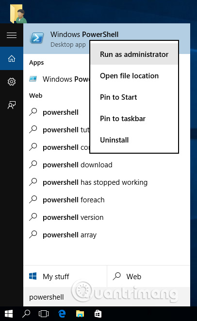 mở PowerShell