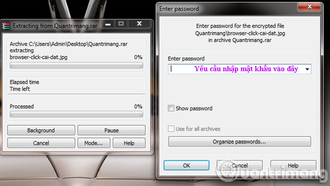 Yêu cầu nhập mật khẩu để giải nén Yêu cầu nhập mật khẩu để giải nén