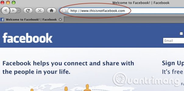 web giả mạo Facebook