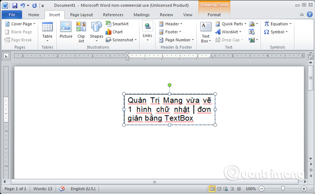 Text Box trong Word 2010