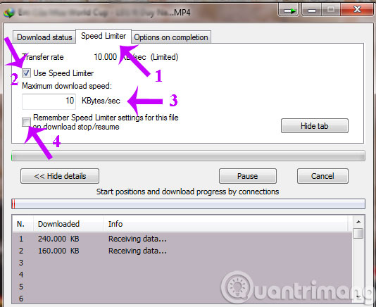 Điều chính tốc độ download Điều chính tốc độ download