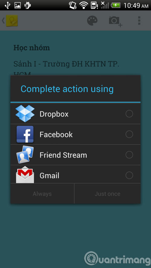 Tính năng chia sẻ ghi chú.