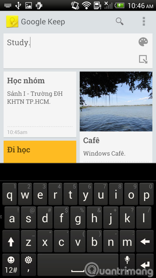 Tạo nhanh một ghi chú với tính năng Add quick note.