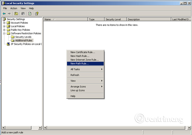 chọn New Path Rule chọn New Path Rule