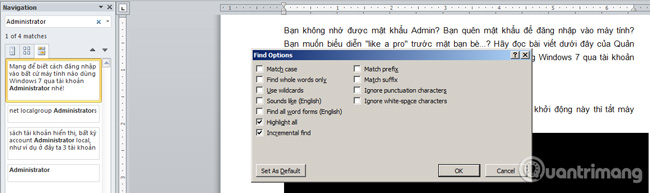 Hướng dẫn sử dụng Navigation Pane trong Word 2010