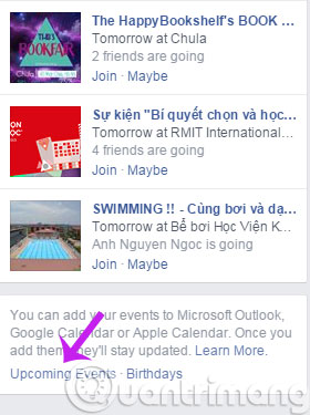 Copy link của Upcoming events
