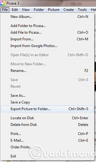 Chọn Export Picture to Folder Chọn Export Picture to Folder