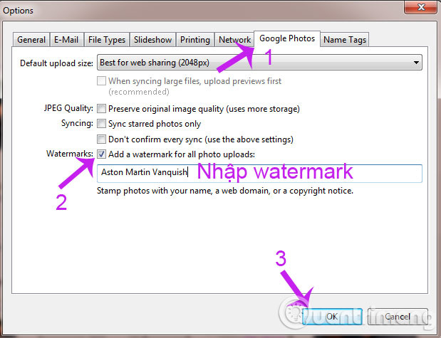 Hộp thoại Options Hộp thoại Options