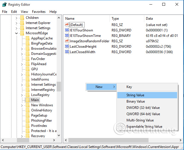 tạo mới String Value