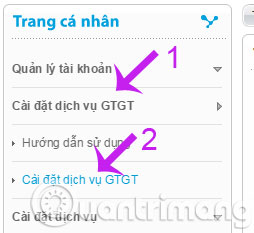 Cài đặt dịch vụ GTGT