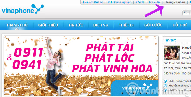 Click Trang cá nhân