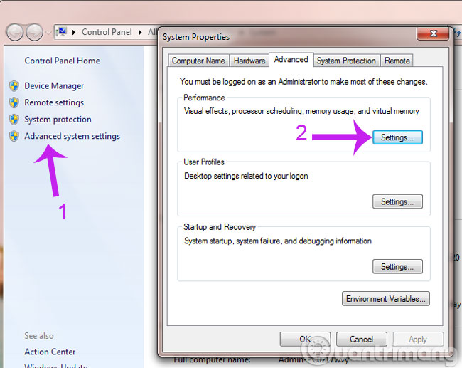 Click vào Settings