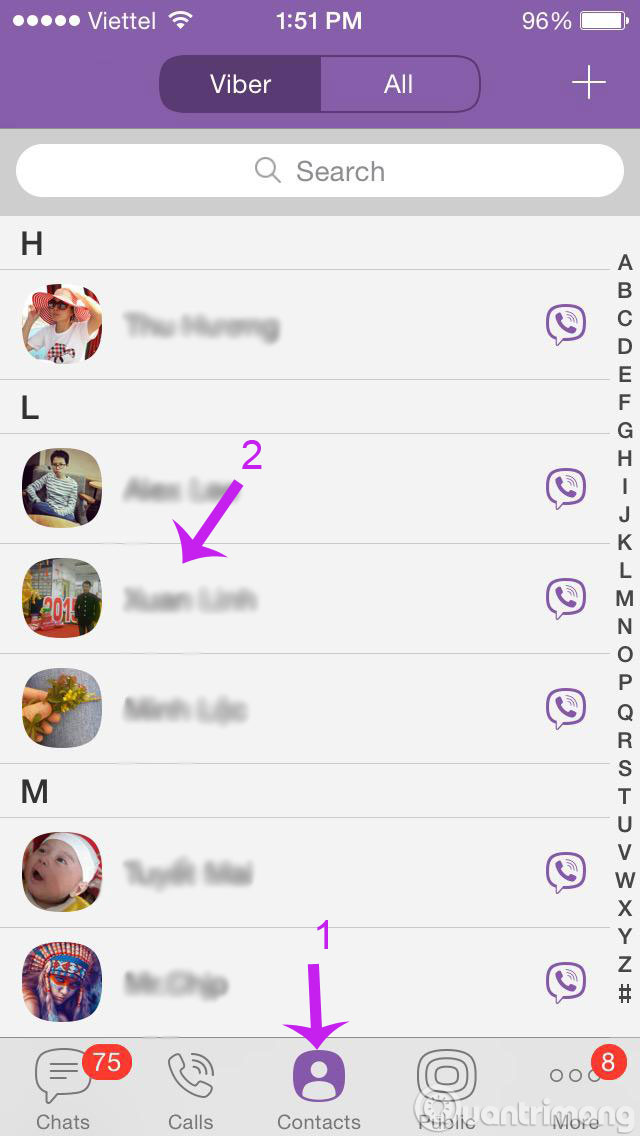 Chọn người cần gọi