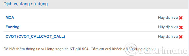 Dịch vụ sử dụng Dịch vụ sử dụng