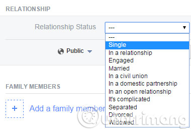 Chọn Relationship Status Chọn Relationship Status