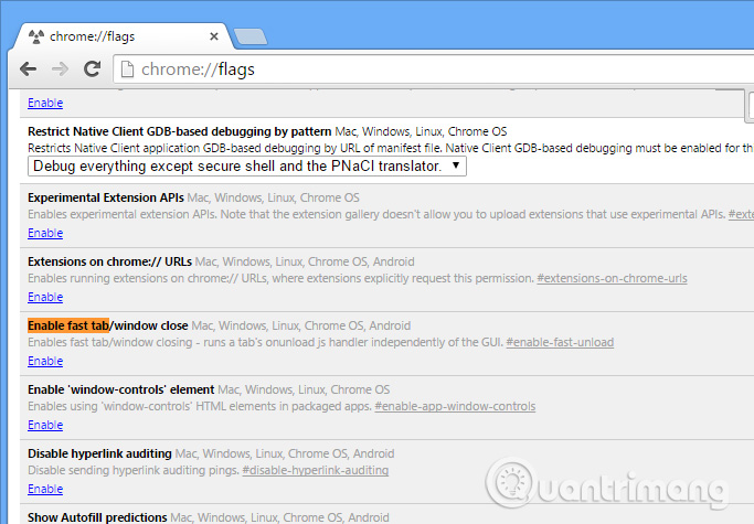 Tùy chỉnh Enable fast tab Enable fast tab