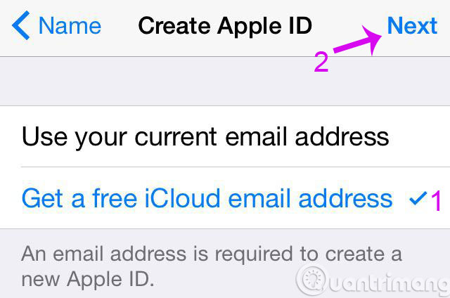 Select Get a free iCloud email address