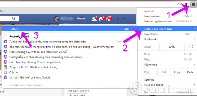 Chọn History Chọn History