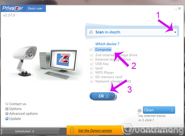 Chọn Scan in depth