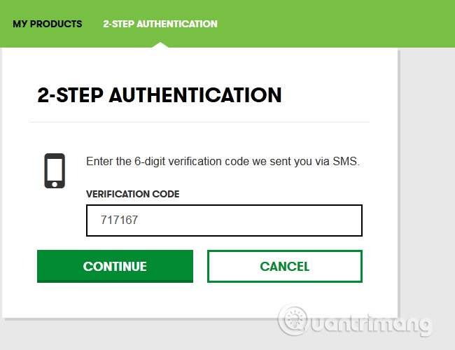 nhập mã xác nhận