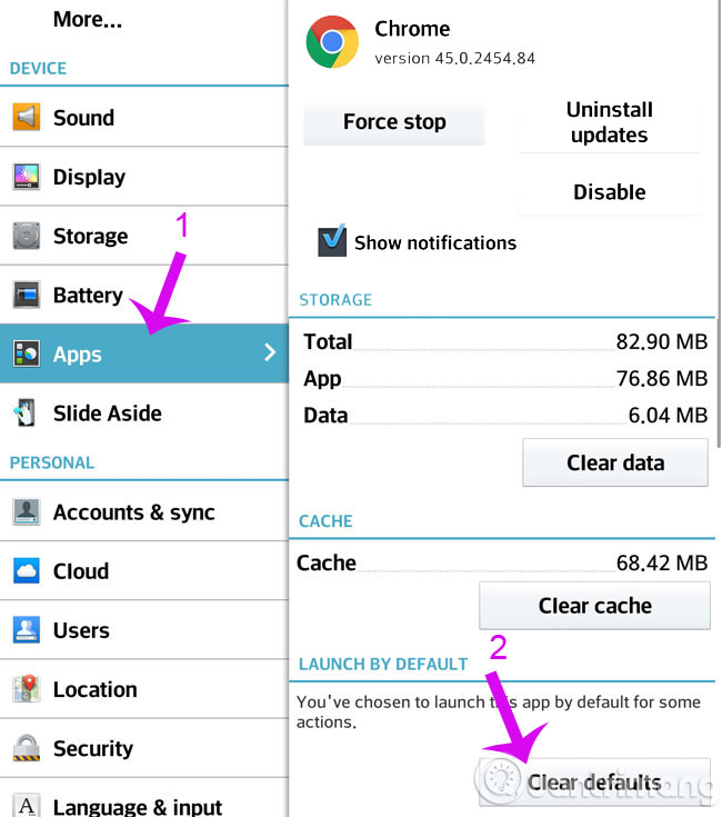 Click Clear Defaults