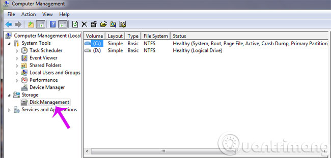 Chọn Disk Management