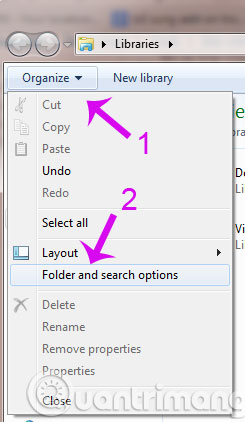 Chọn Folder and Search options
