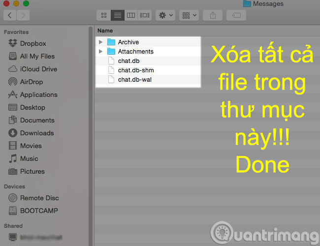 Xóa hết các file ở thư mục này xóa các file ở đây