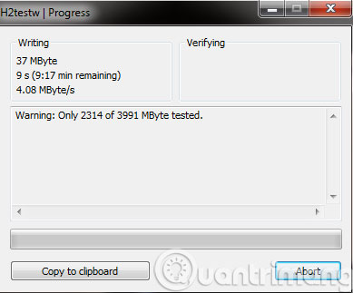 Quá trình kiểm tra hiệu năng USB