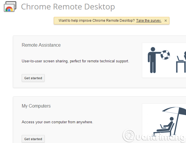 Giao diện Chrome Remote Desktop