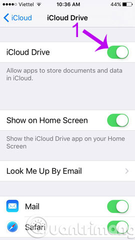 Bật iCloud Drive