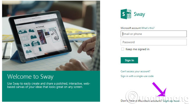 Click Sign up now