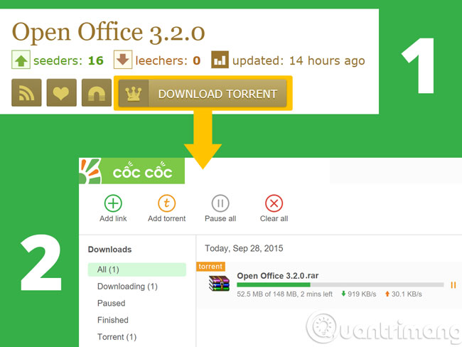 Tải file Torrent bằng Cốc Cốc