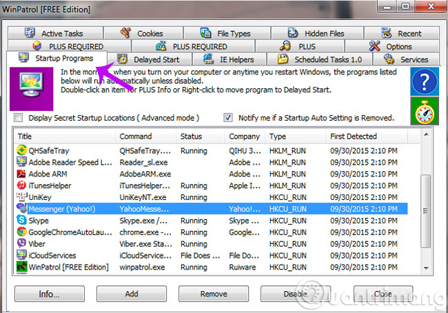 Thêm, bớt hoặc vô hiệu hoá các chương trình khởi động