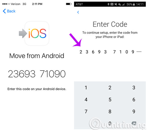 Nhập mã số trên iPhone lên Android Nhập mã số trên iPhone lên Android
