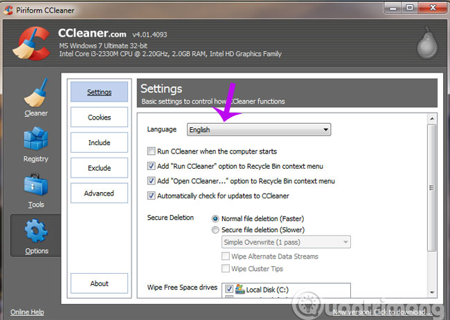 Chọn English Chọn English