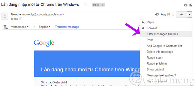 Filter messages like this Filter messages like this