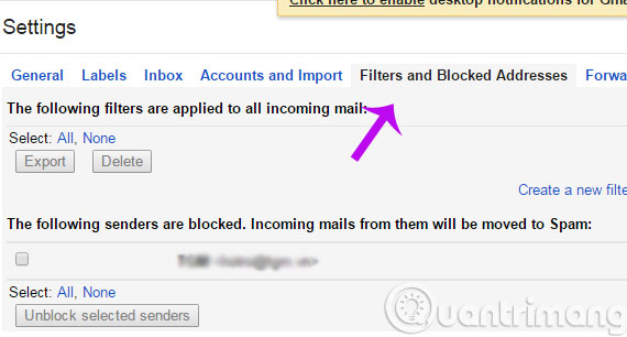 Filters and Blocked Addresses Filters and Blocked Addresses