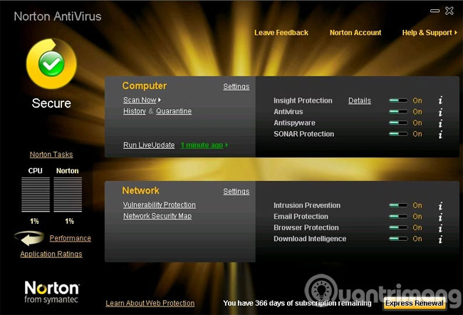 Chương trình diệt virus Norton Antivirus