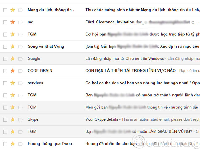 Đánh dấu thư bằng sao các màu Đánh dấu thư bằng sao các màu