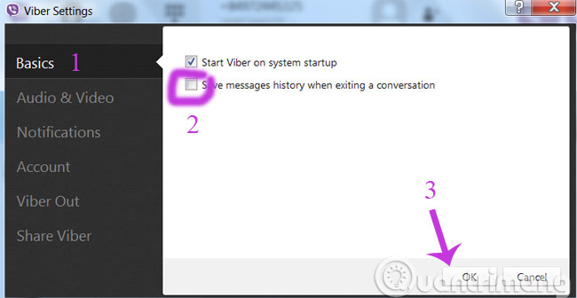 Bỏ tích Save messages history... Bỏ tích Save messages history...