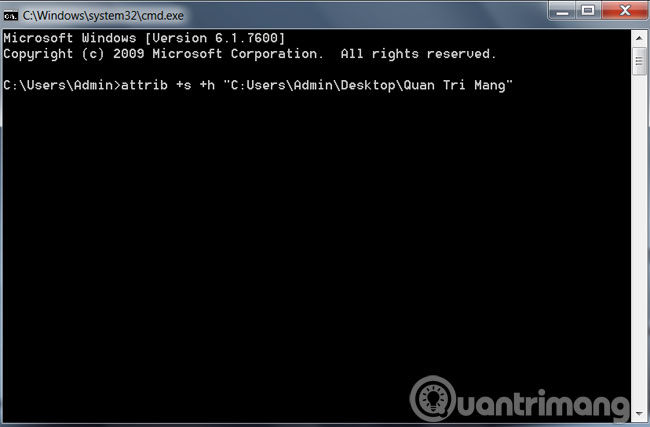 Nhập lệnh ẩn thư mục Nhập lệnh ẩn thư mục