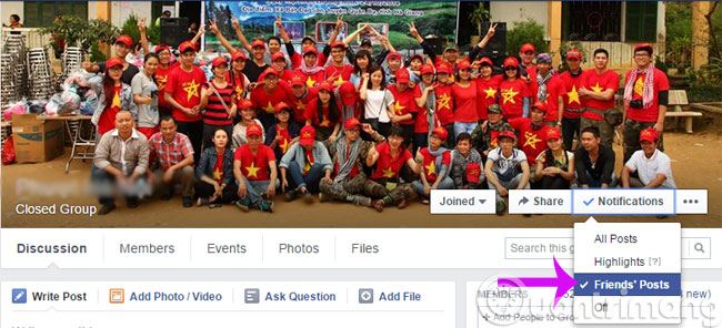 Chọn Friend's posts