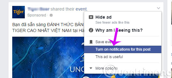 Bật thông báo quảng cáo
