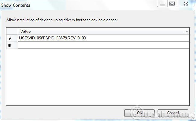 dán nội dung Value vào hộp thoại Show Contents