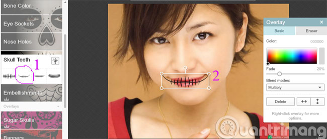 Sử dụng hiệu ứng Skull Teeth chỉnh sửa miệng