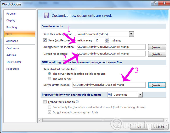 Thay đổi đường dẫn tới One Drive